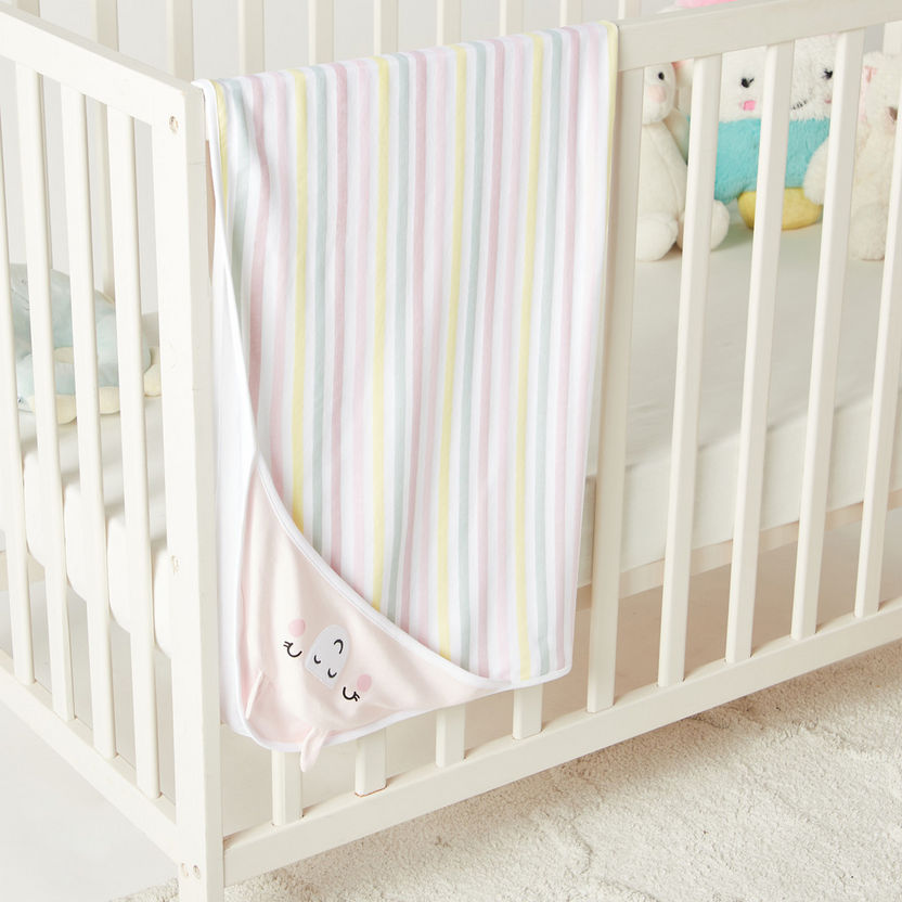 Juniors Striped Receiving Blanket with Hood and Ear Applique - 80x80 cms-Receiving Blankets-image-1