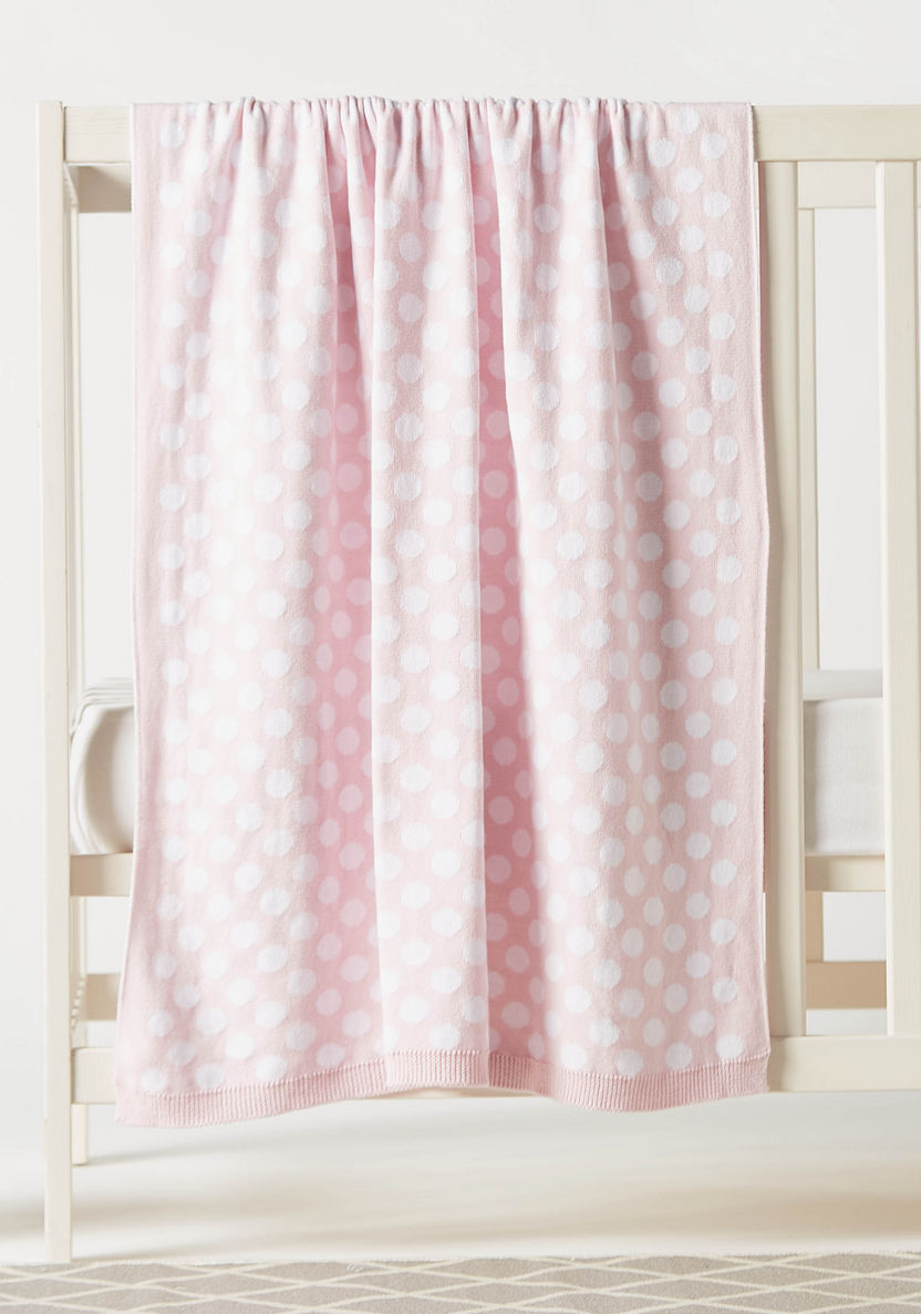 Juniors Polka Dot Print Knitted Blanket - 90x70 cms-Blankets and Throws-image-0