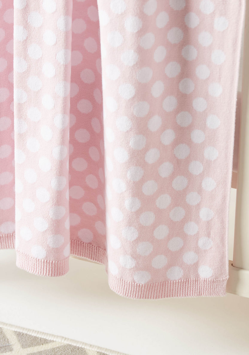 Juniors Polka Dot Print Knitted Blanket - 90x70 cms-Blankets and Throws-image-2
