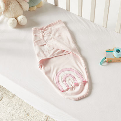 Juniors Printed Rainbow Applique Swaddle Wrap with Hook and Loop Closure-Swaddles and Sleeping Bags-image-0