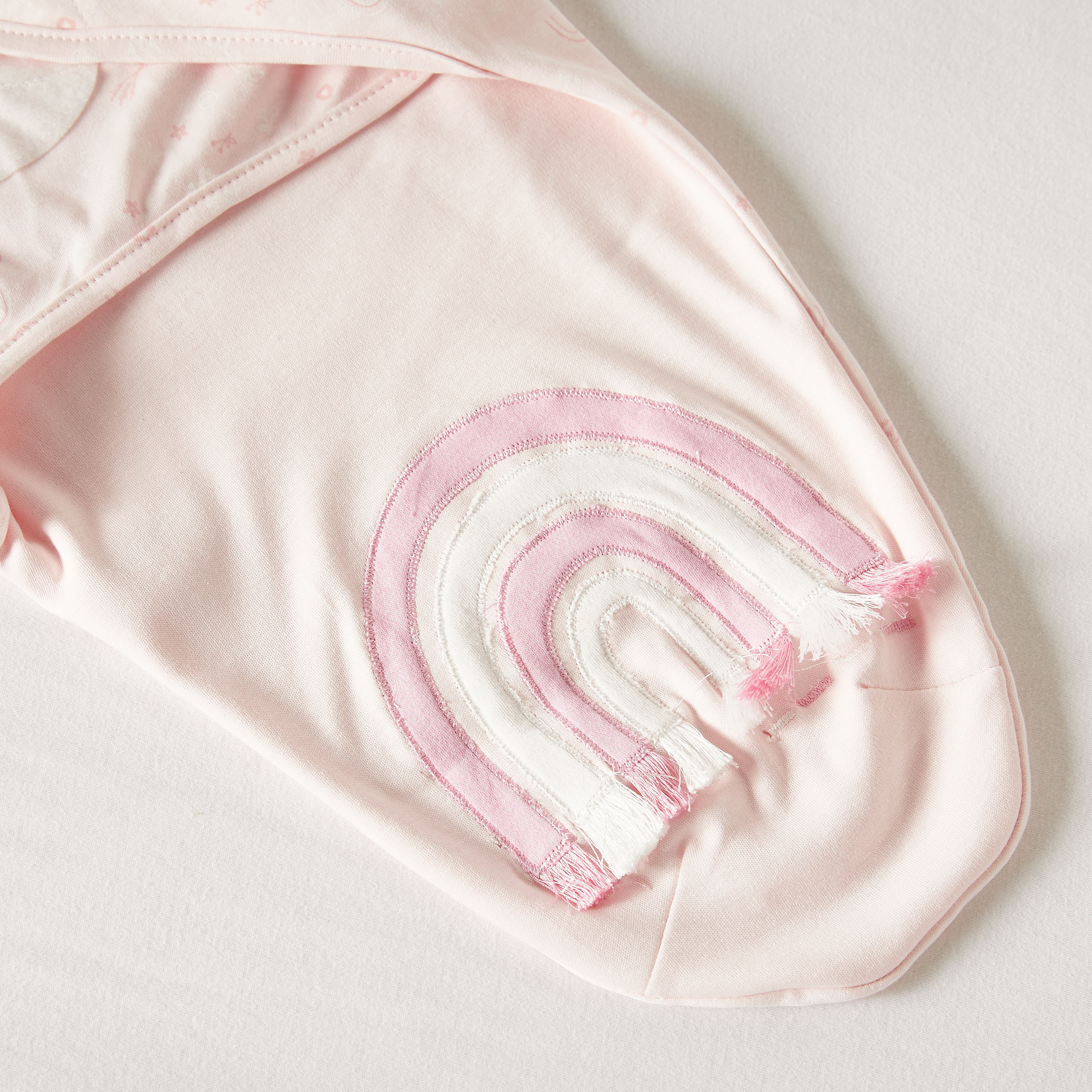 Juniors Printed Rainbow Applique Swaddle Wrap with Hook and Loop Closure-baby-nursery-blanketsandswaddles-swaddlesandsleepingbags-image-3