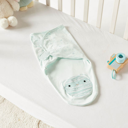 Juniors Space Print Applique Detail Swaddle Wrap with Hook and Loop Closure-Swaddles and Sleeping Bags-image-0