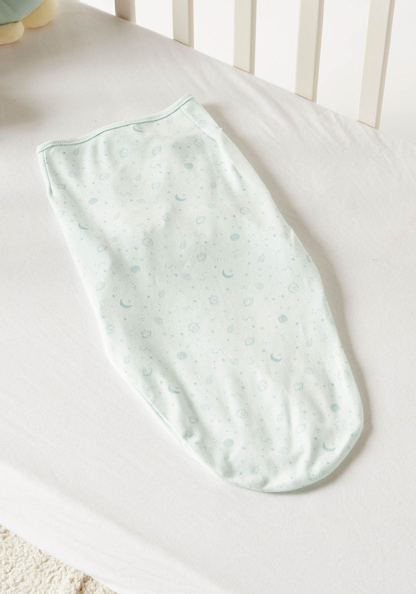 Juniors Space Print Applique Detail Swaddle Wrap with Hook and Loop Closure-Swaddles and Sleeping Bags-image-3