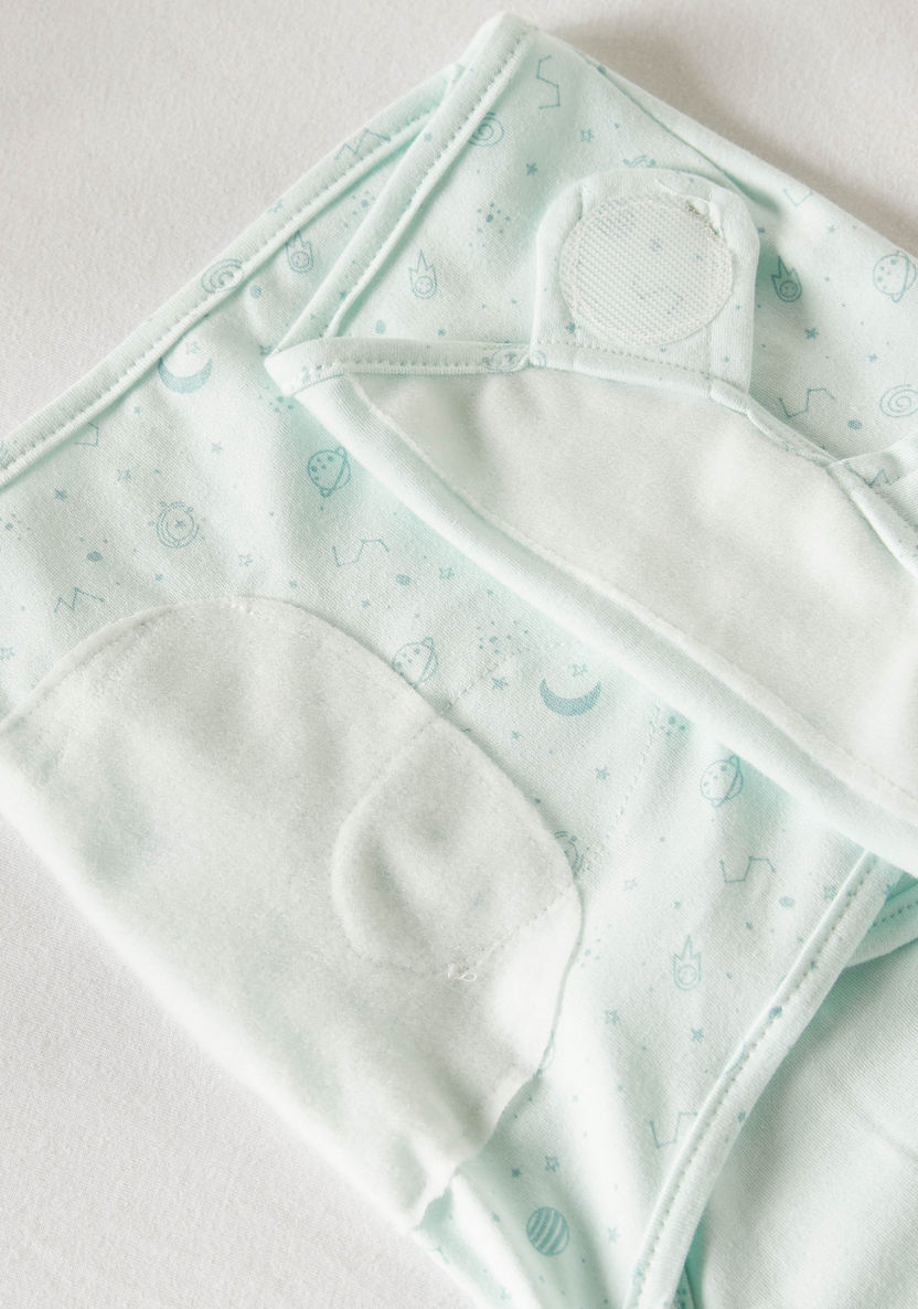 Juniors Space Print Applique Detail Swaddle Wrap with Hook and Loop Closure-Swaddles and Sleeping Bags-image-4