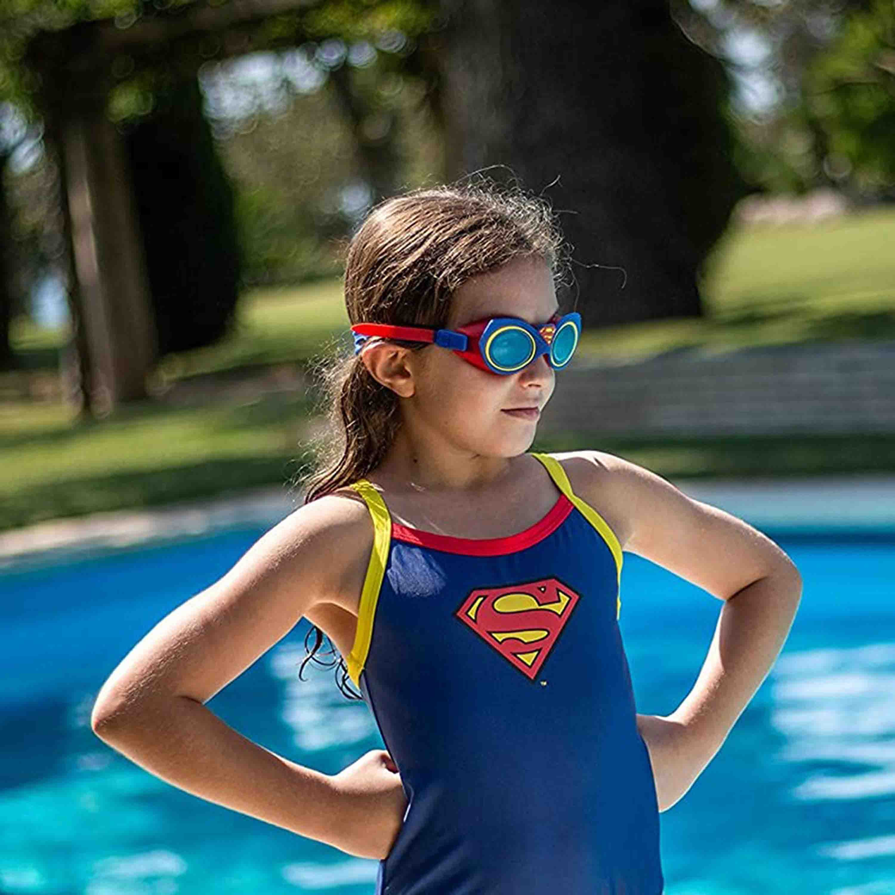 نظارات السباحة  سوبرمان من السيليكون باللون الأزرق والأحمر من زوجز-sports-gear-swimming-boy-image-2