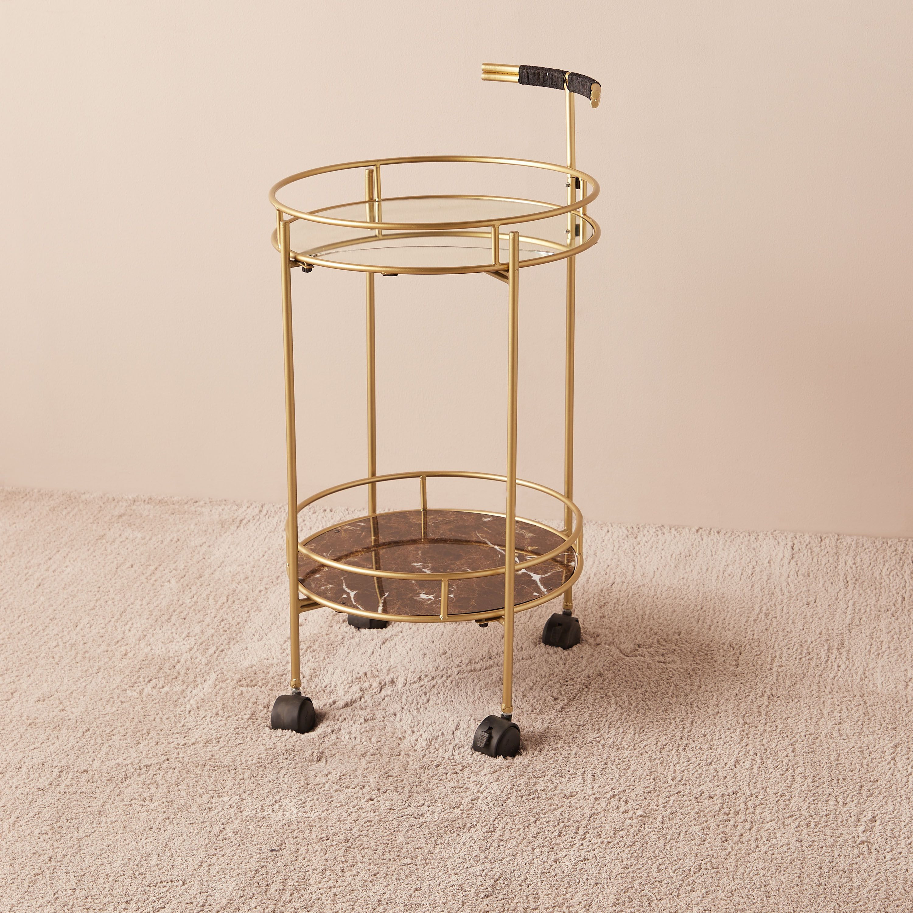 Metallic 2-Tier Serving Trolley - 45x90 cms-furniture-diningroom-servingtrolleys-image-2