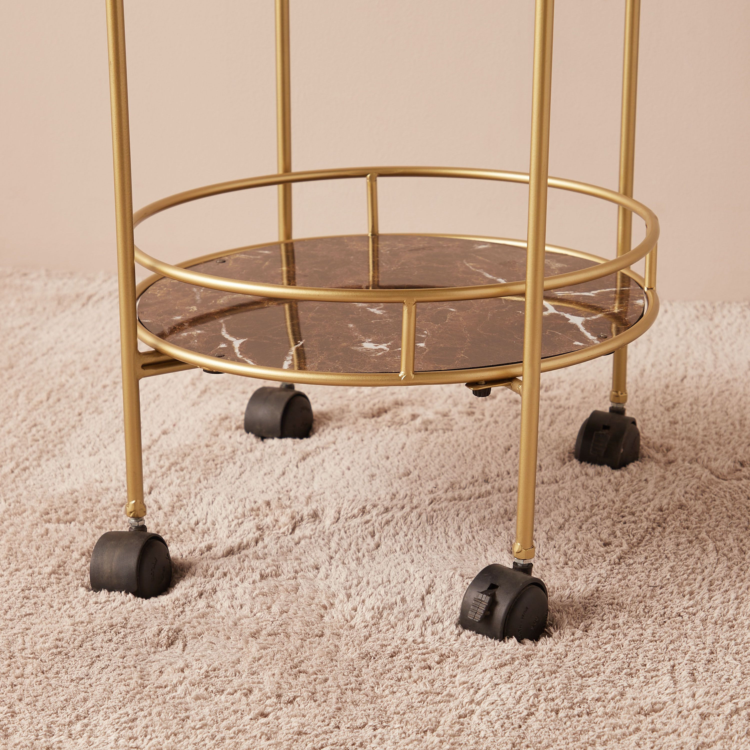 Metallic 2-Tier Serving Trolley - 45x90 cms-furniture-diningroom-servingtrolleys-image-4