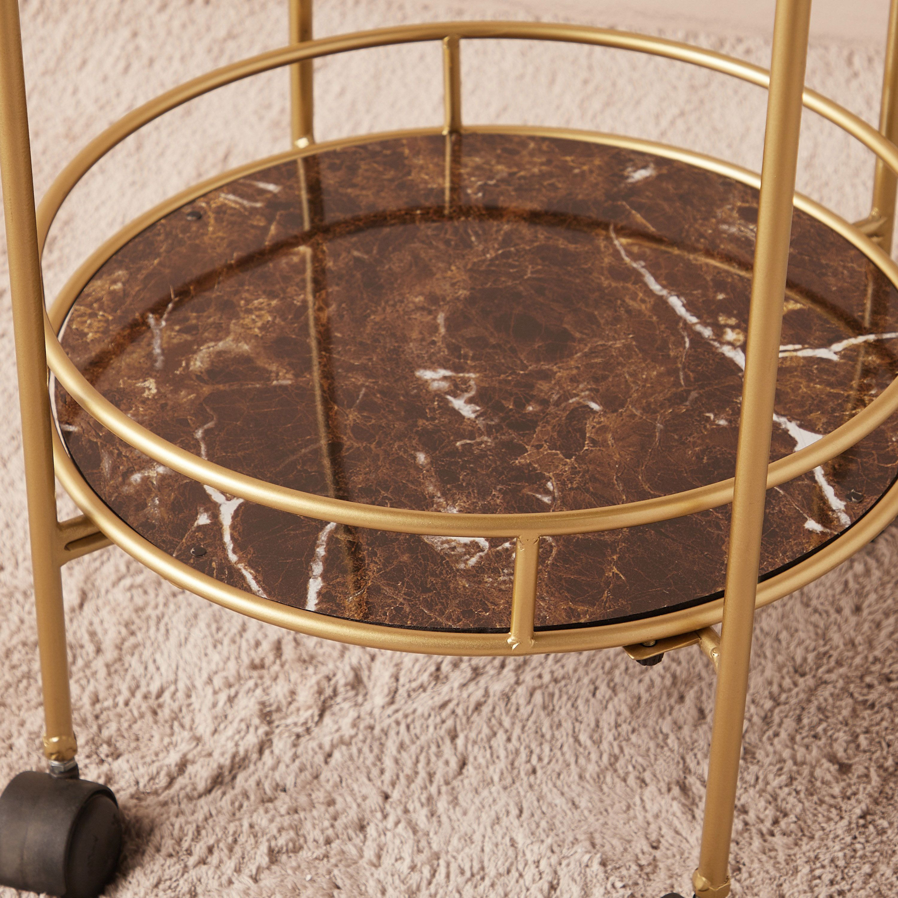 Metallic 2-Tier Serving Trolley - 45x90 cms-furniture-diningroom-servingtrolleys-image-5