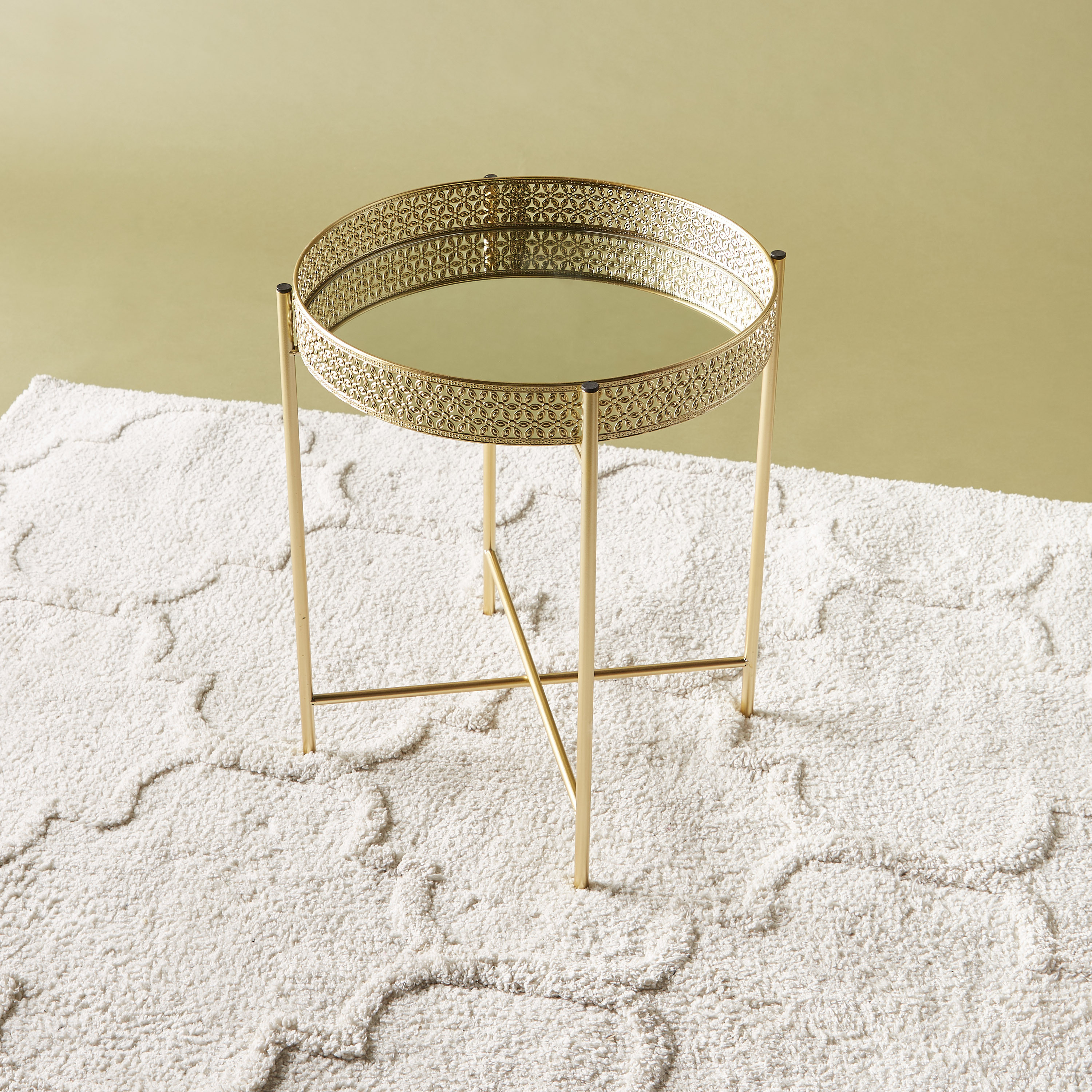 Cutwork Detail Mirror Top Side Table-furniture-livingroom-sideandendtables-image-2