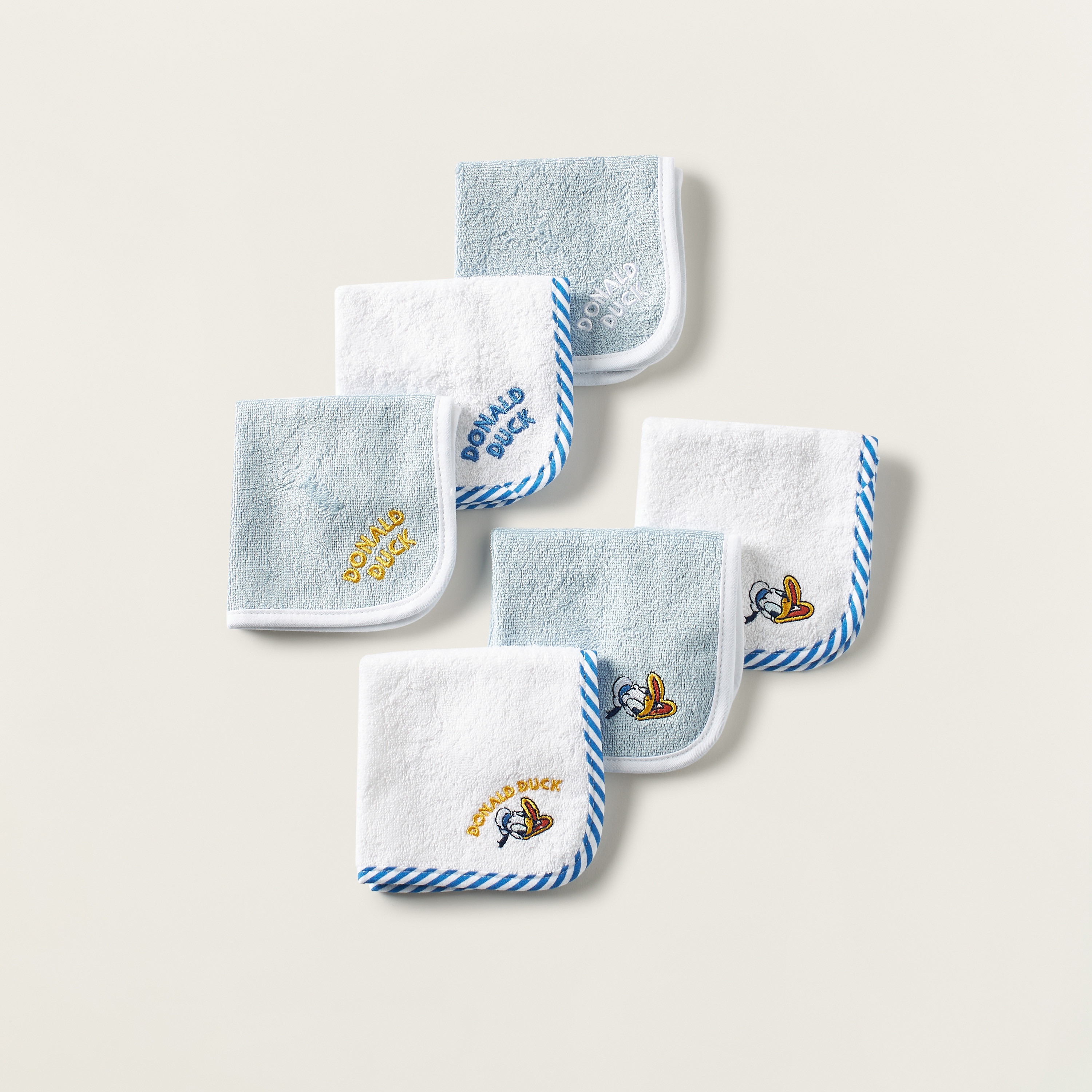 Disney Donald Duck Embroidered 6-Piece Wash Cloth Set - 25x25 cm-baby-bathandcare-towels-image-1