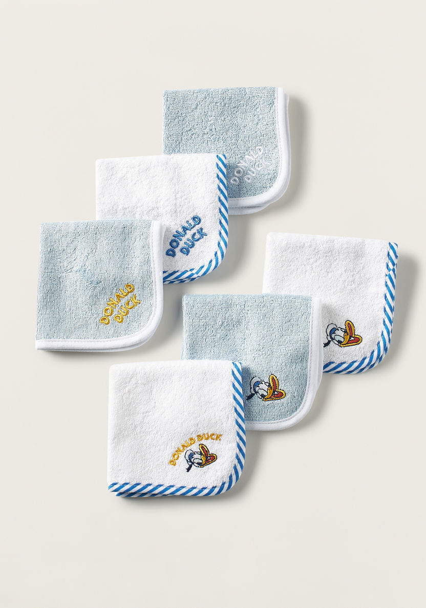 Disney Donald Duck Embroidered 6-Piece Wash Cloth Set - 25x25 cm-Towels and Flannels-image-0
