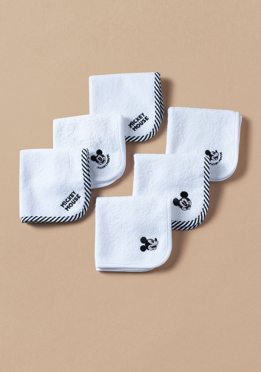 Disney Mickey Mouse Embroidered 6-Piece Wash Cloth Set - 25x25 cm-Towels and Flannels-image-0