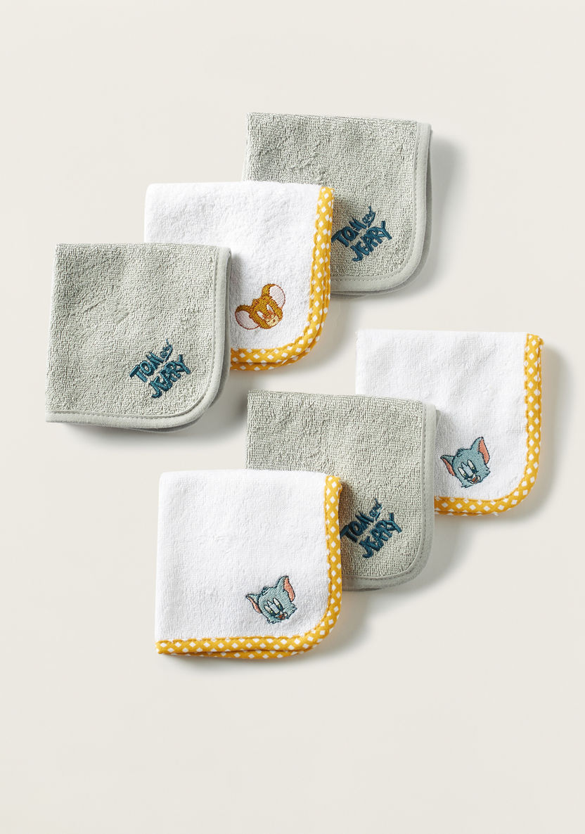 Disney Tom and Jerry Embroidered Washcloth - Set of 6-Towels and Flannels-image-0