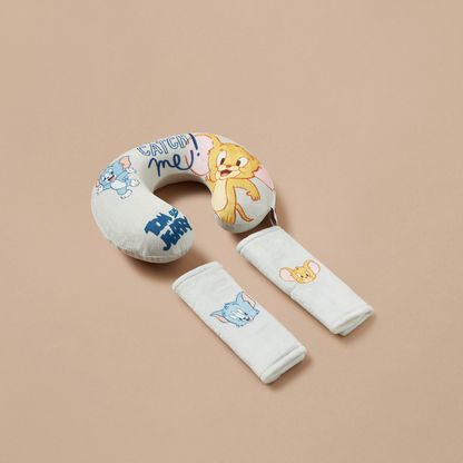 Disney Tom and Jerry Print 3-Piece Neck Pillow and Seat Belt Cover Set-Baby Bedding-image-0