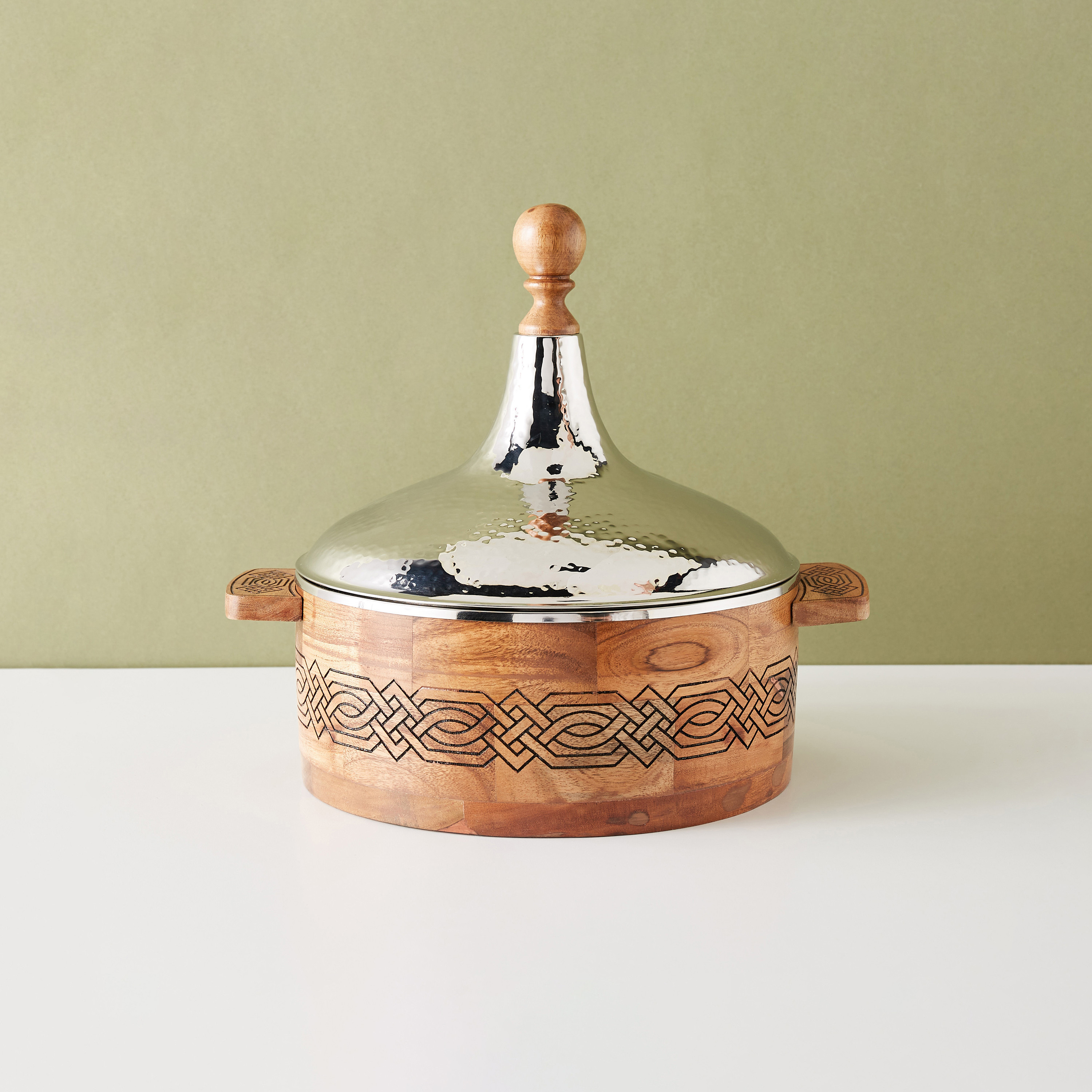 Hammered Stainless Steel Hot Pot with Lid-household-dining-dinnerware-bowls-image-2
