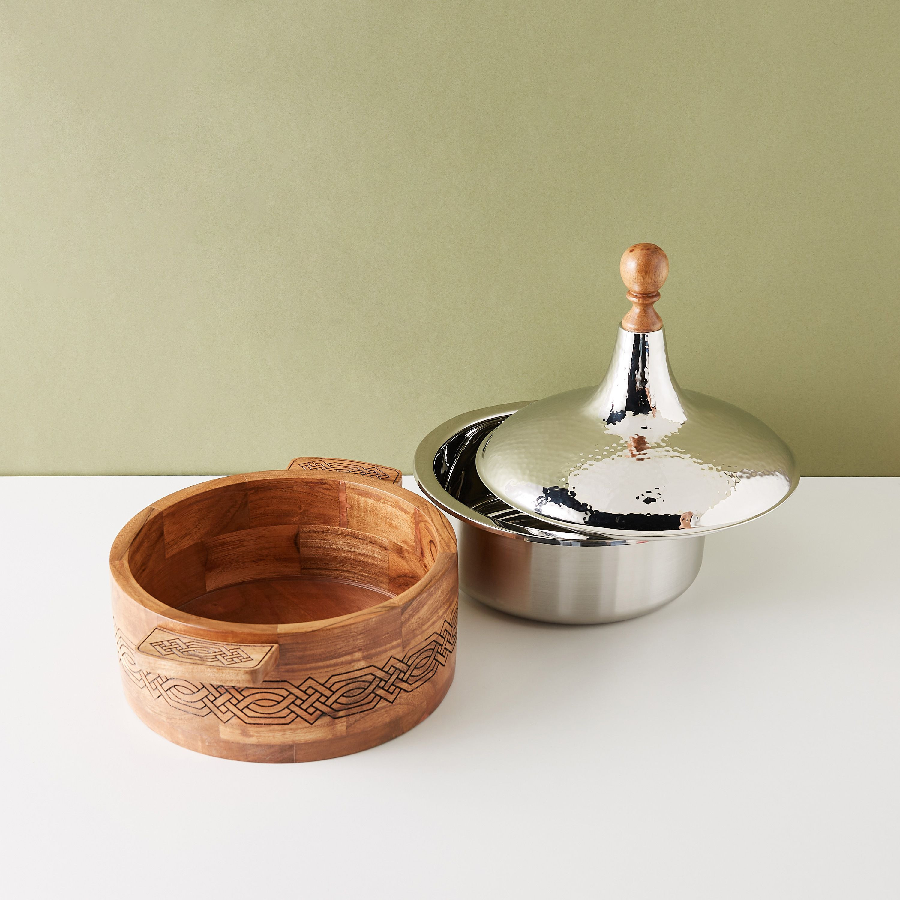 Hammered Stainless Steel Hot Pot with Lid-household-dining-dinnerware-bowls-image-3