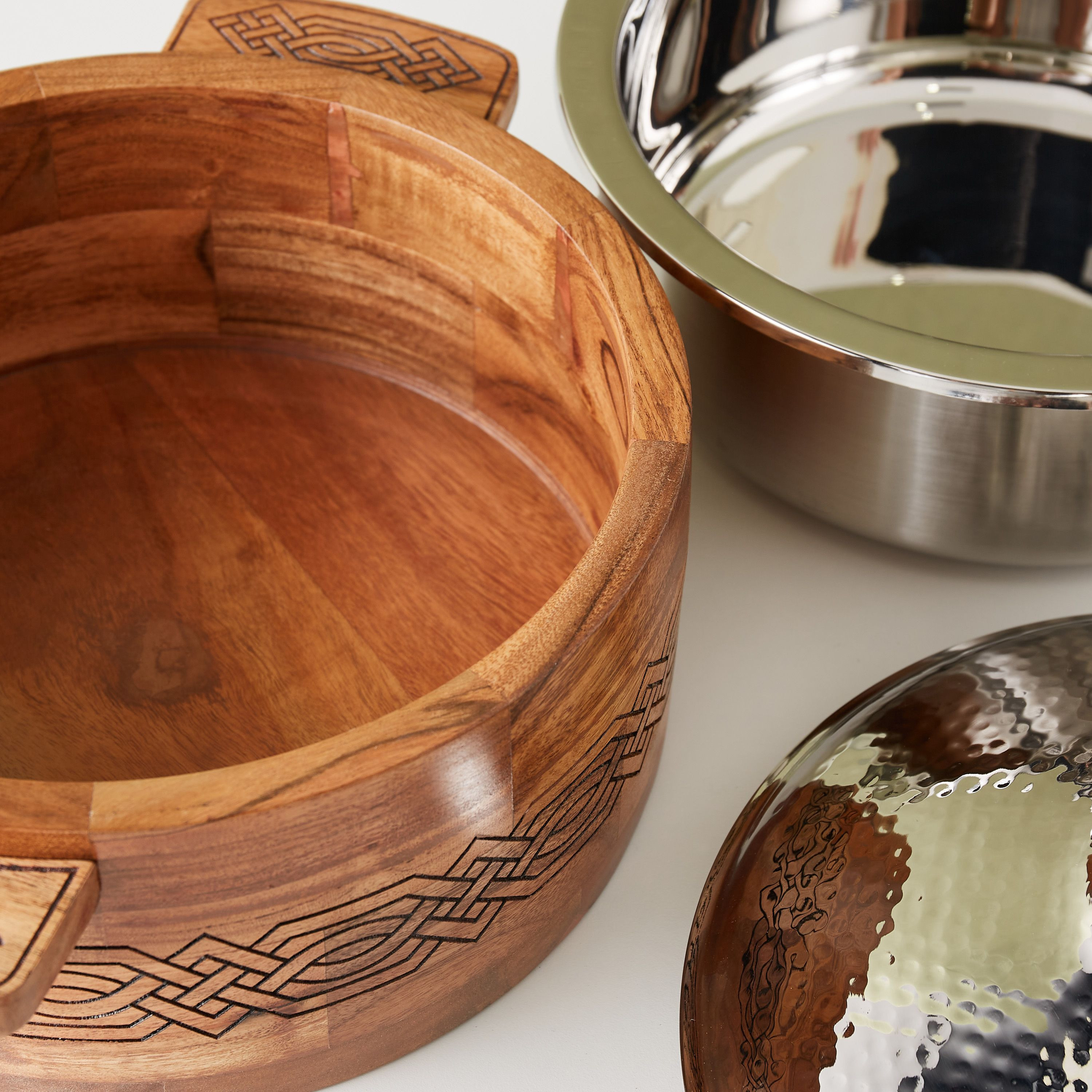 Hammered Stainless Steel Hot Pot with Lid-household-dining-dinnerware-bowls-image-4