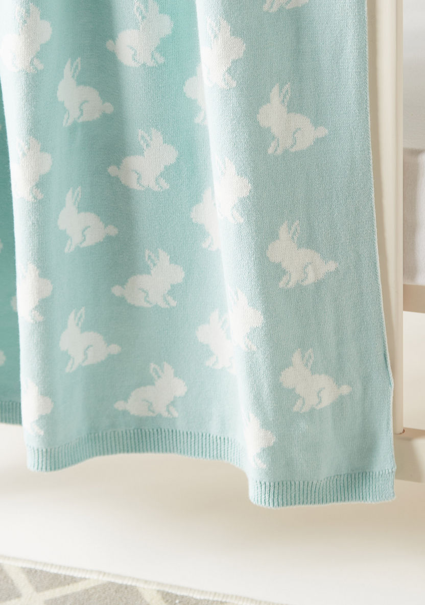 Juniors Rabbit Print Knitted Blanket - 70x90 cm-Blankets and Throws-image-2