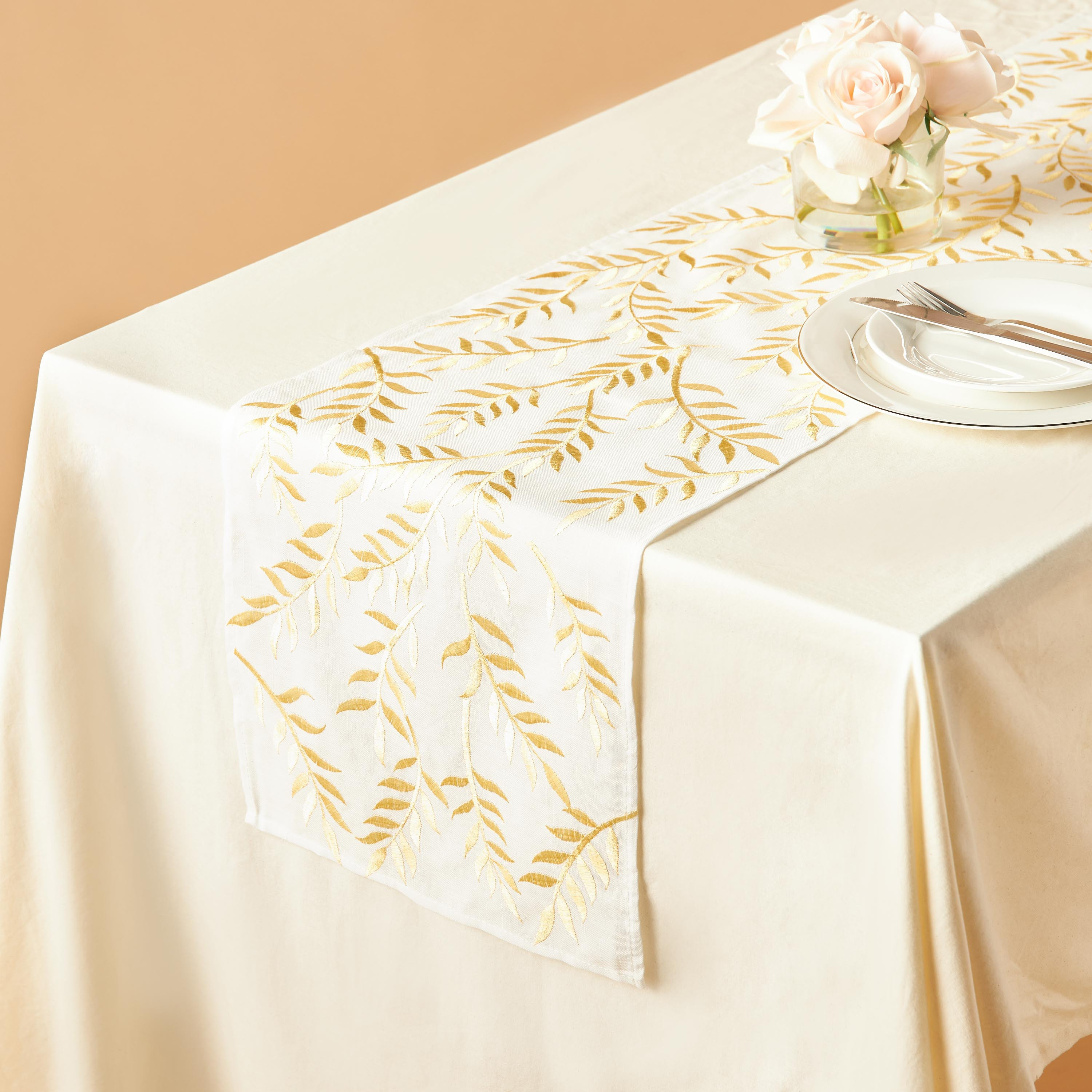 Oasis Embroidered Runner - 180x33 cms-household-dining-tablelinen-runnersandtablecovers-image-1