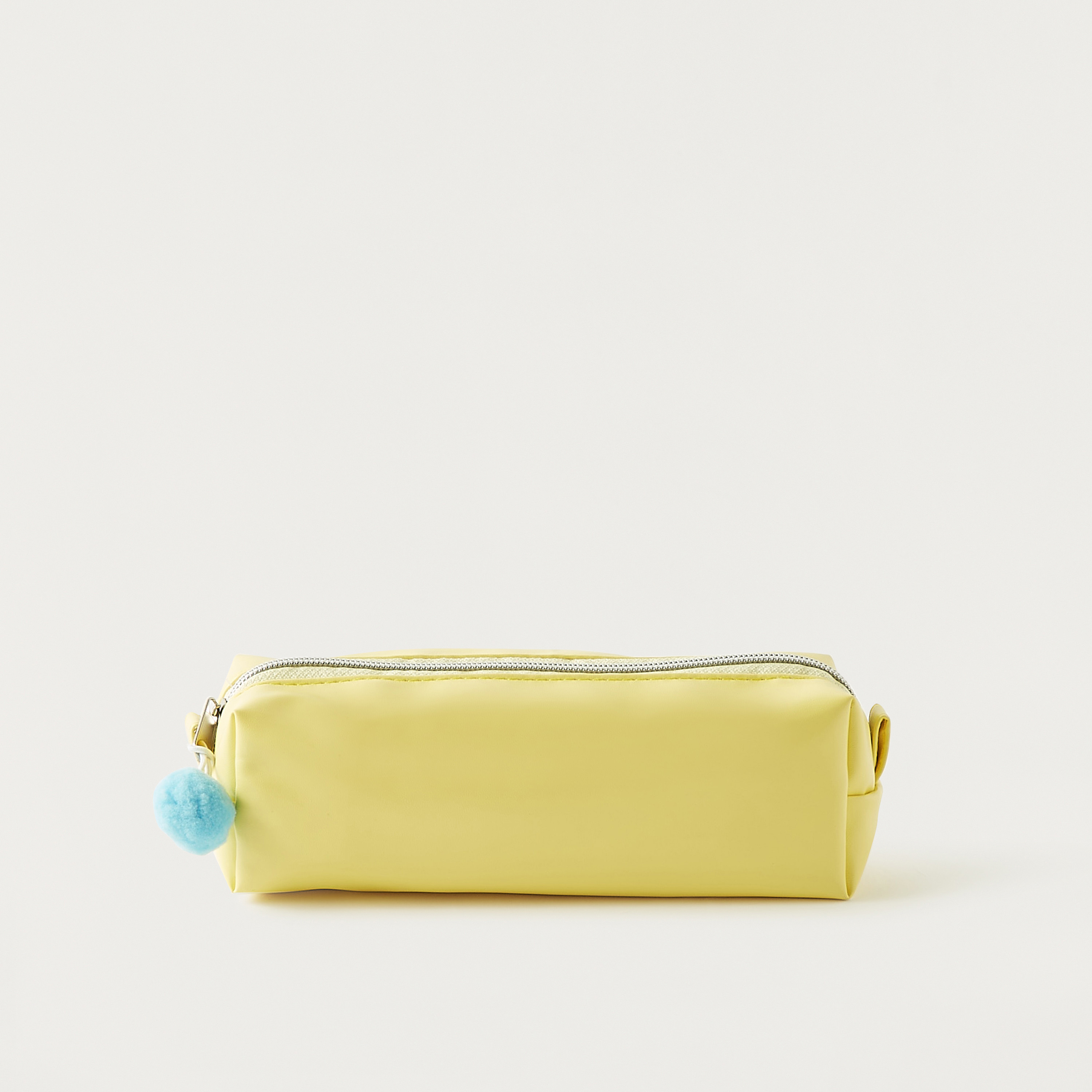 Solid Pencil Pouch with Pom-Pom Detail - 20x6x11 cm-school-stationery-pencilcases-image-1