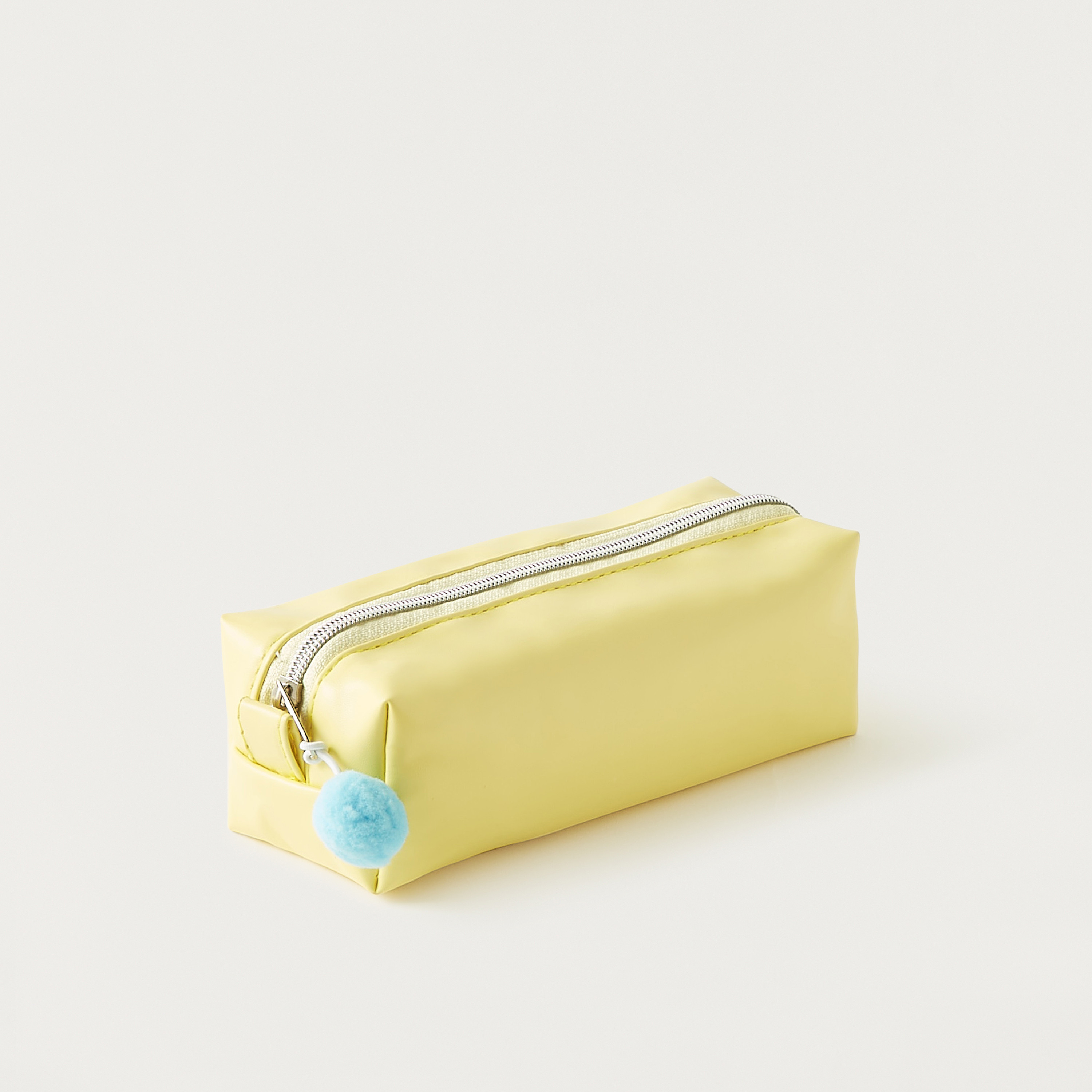 Solid Pencil Pouch with Pom-Pom Detail - 20x6x11 cm-school-stationery-pencilcases-image-2