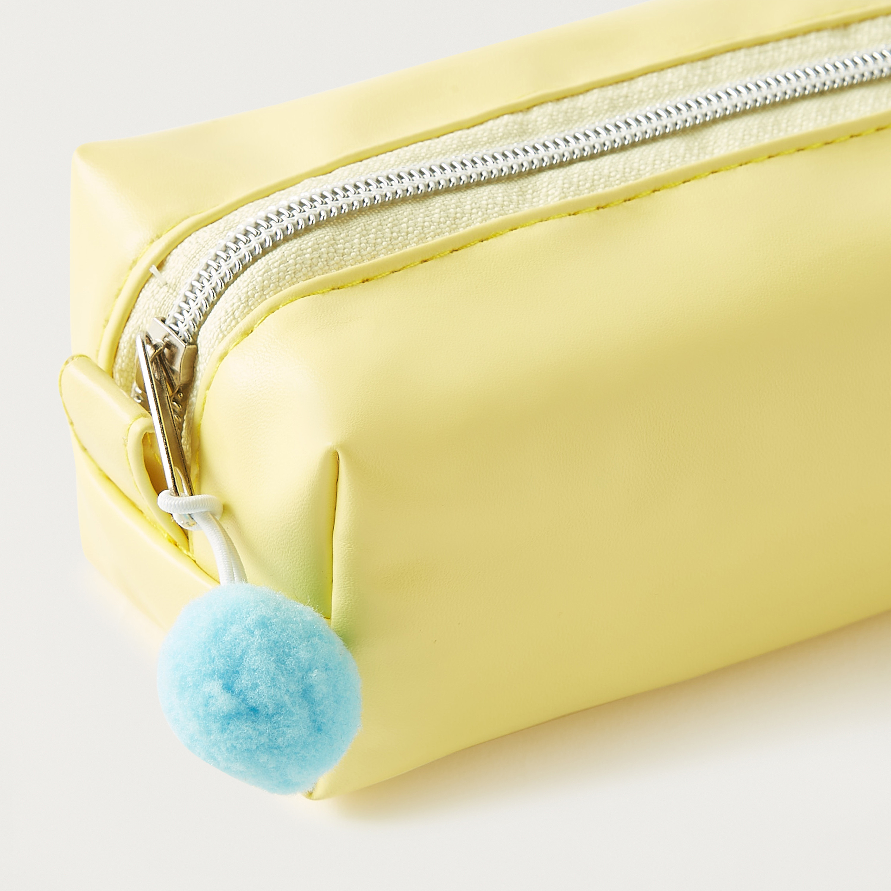 Solid Pencil Pouch with Pom-Pom Detail - 20x6x11 cm-school-stationery-pencilcases-image-3