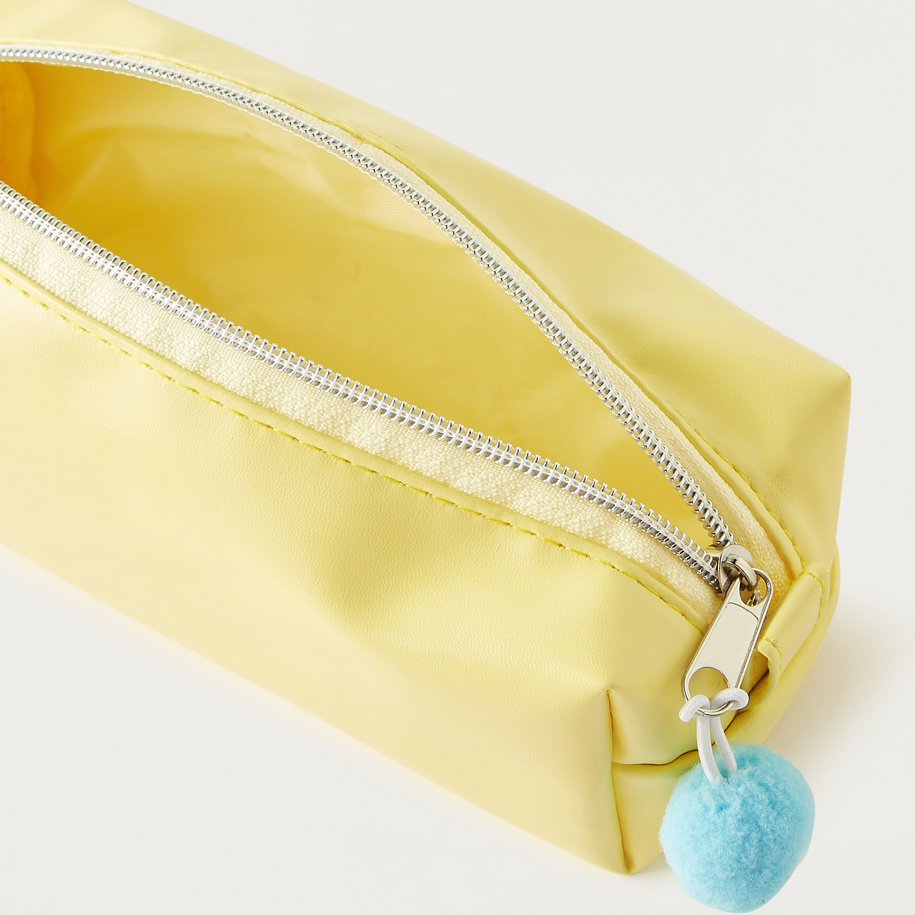 Solid Pencil Pouch with Pom-Pom Detail - 20x6x11 cm-school-stationery-pencilcases-image-4