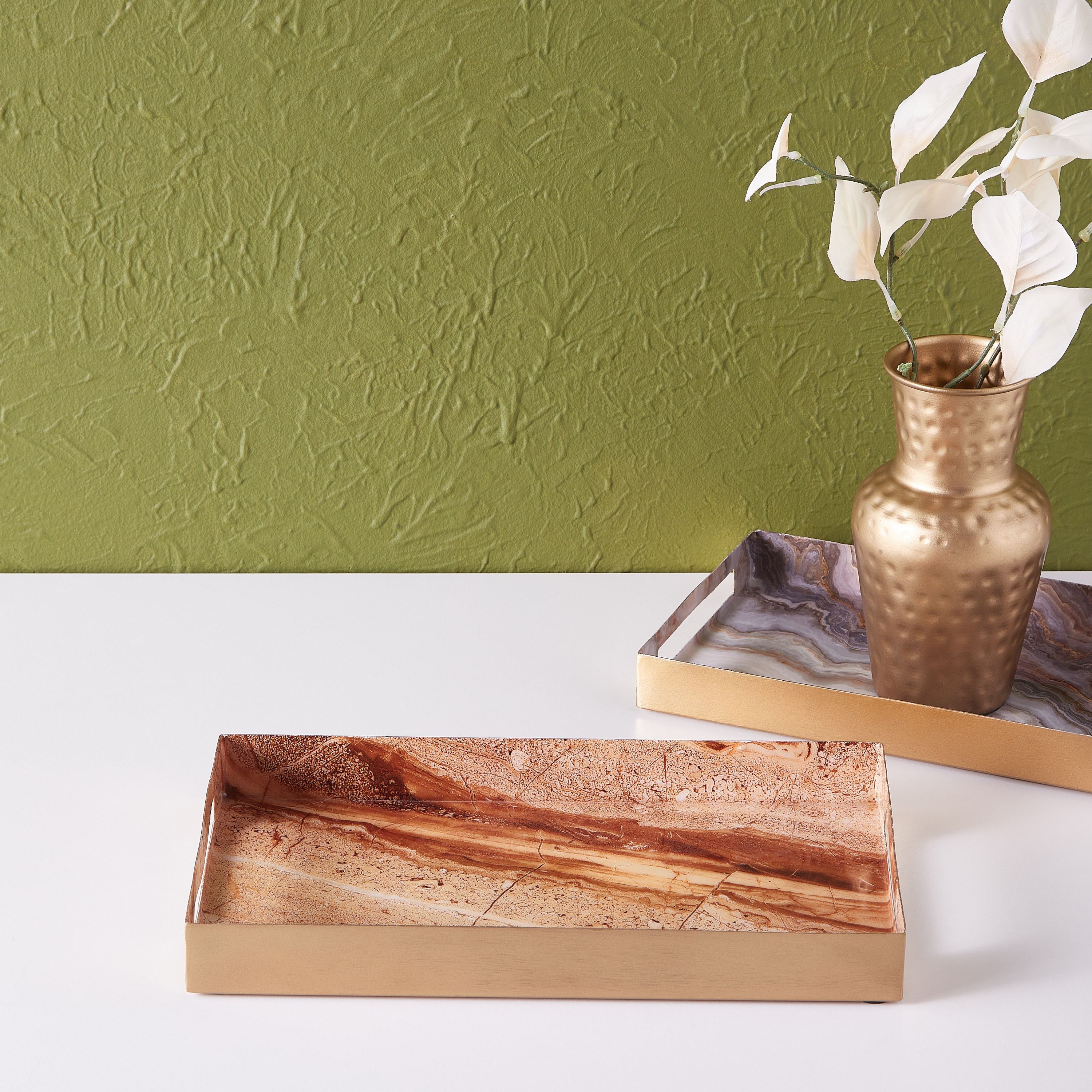 صينية ديكور مستطيلة بطبعات رخام - 32x19 سم-household-dining-serveware-servingtrays-image-1