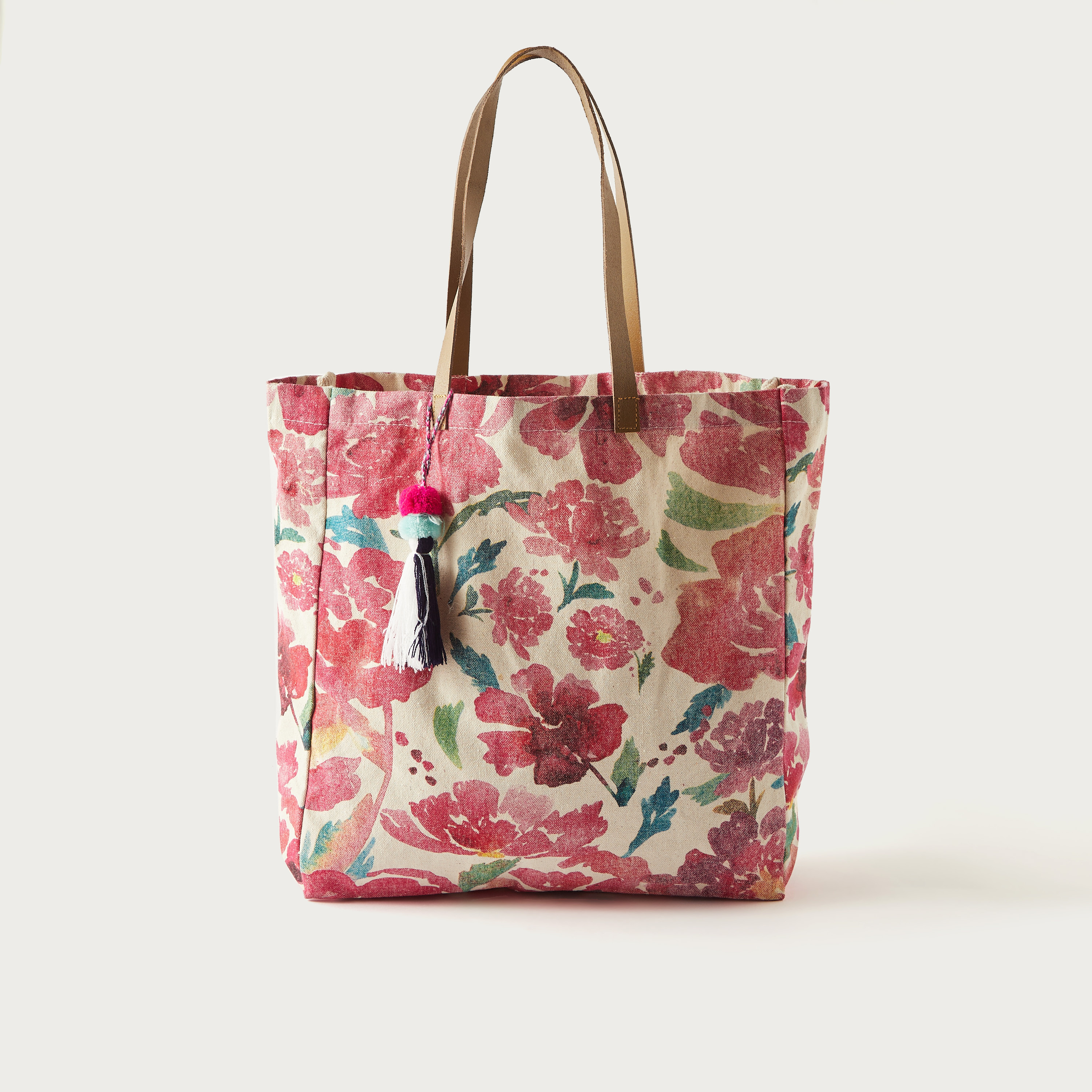 Floral Print Shopper Bag with Double Handle-women-bagsandwallets-handbags-image-1
