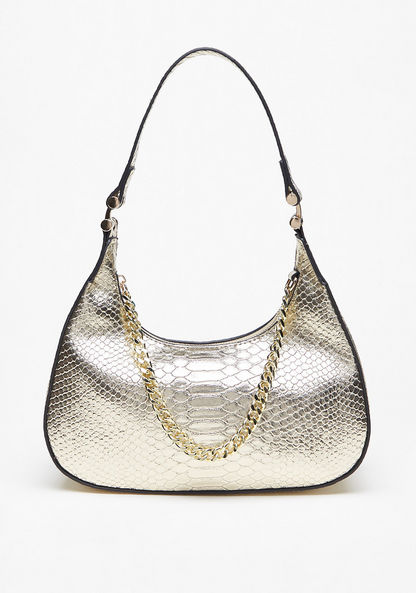 Haadana Animal Print Shoulder Bag with Chain Detail and Zip Closure-Women%27s Handbags-image-1