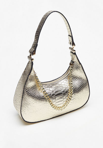 Haadana Animal Print Shoulder Bag with Chain Detail and Zip Closure-Women%27s Handbags-image-2