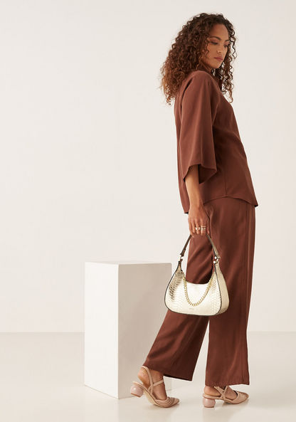 Haadana Animal Print Shoulder Bag with Chain Detail and Zip Closure-Women%27s Handbags-image-4