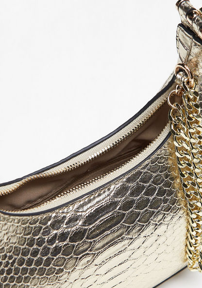 Haadana Animal Print Shoulder Bag with Chain Detail and Zip Closure-Women%27s Handbags-image-5
