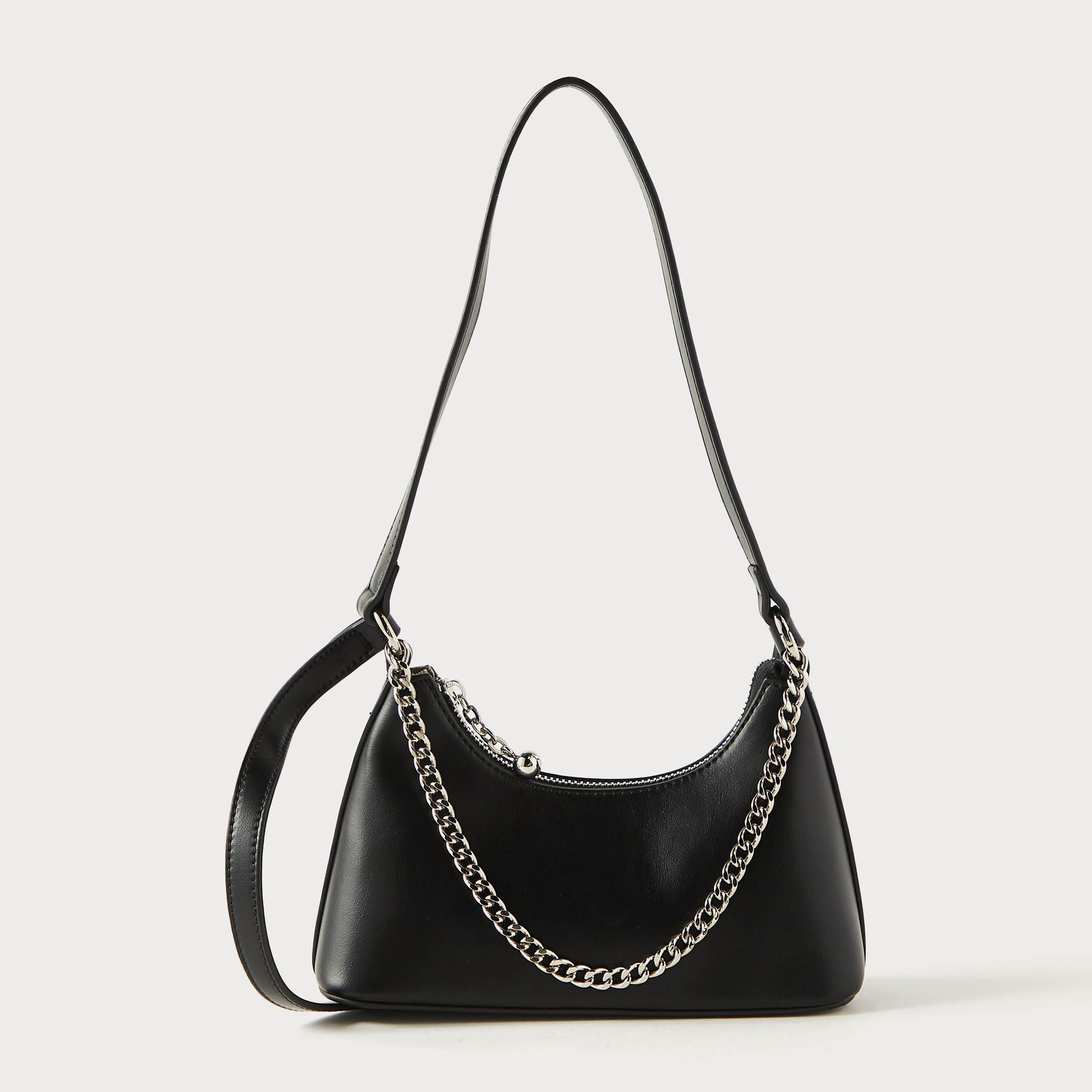 Black baguette 2025 bag with chain