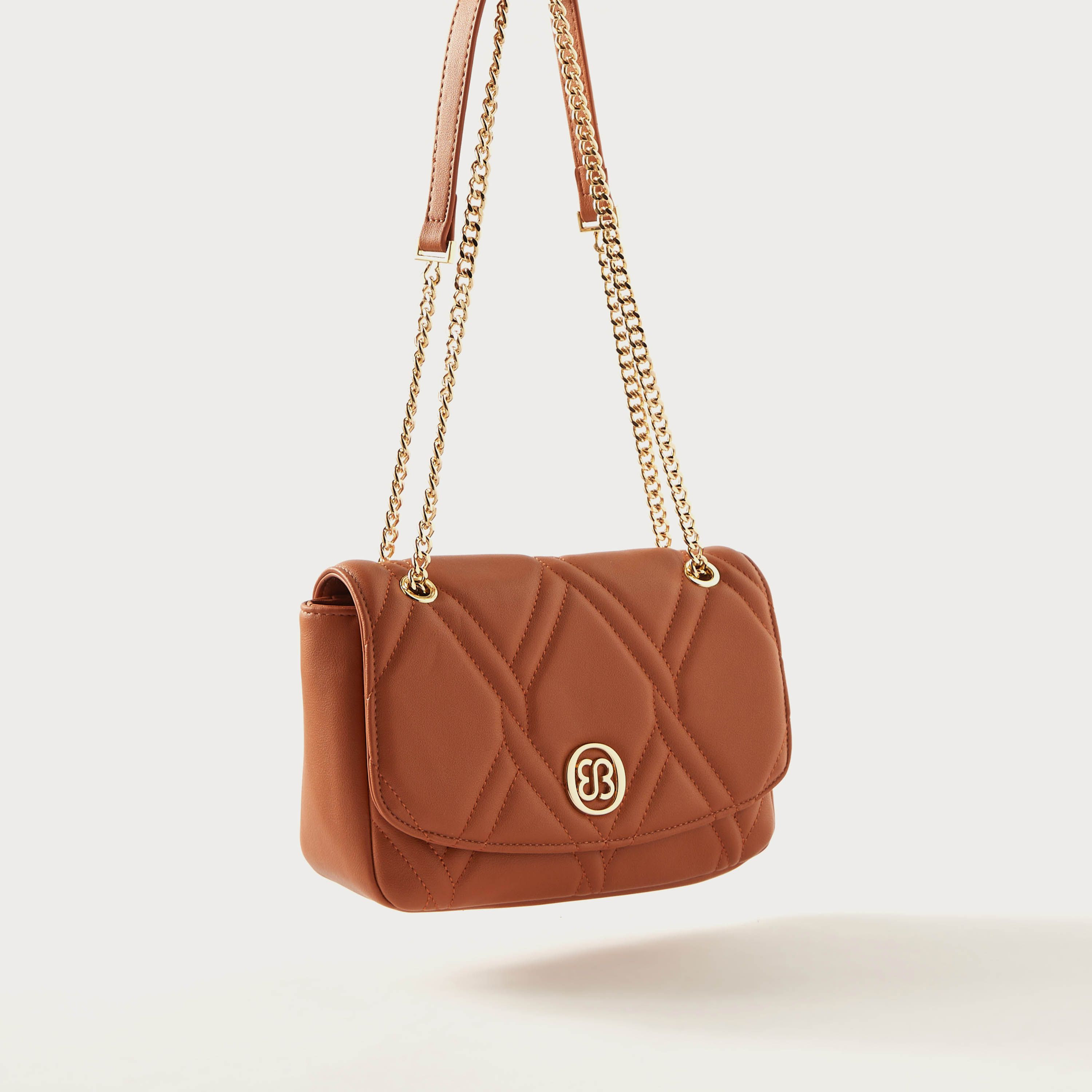 Shop Bessie London Quilted Crossbody Bag with Zip Closure and Two-Tone ...
