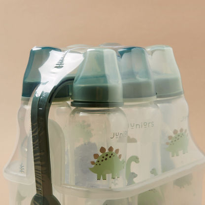 Juniors Dino World Print Caddy Bottles - Set of 6-Bottles and Teats-image-2