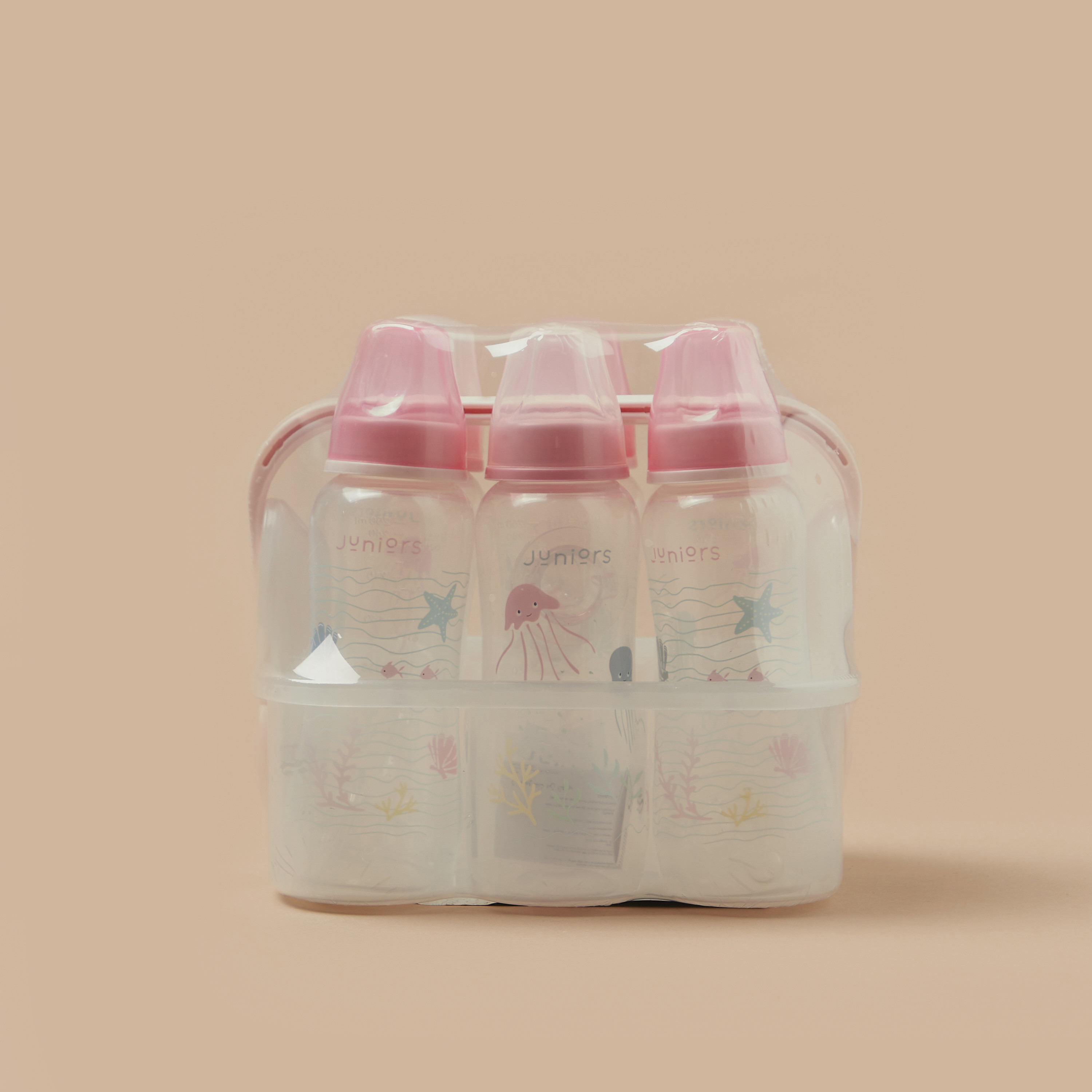 Juniors 6-Piece Printed Feeding Bottle Set with Caddy-baby-feeding-feedingbottles-bottlesandteats-image-1