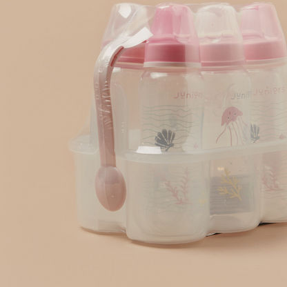 Juniors 6-Piece Printed Feeding Bottle Set with Caddy-Bottles and Teats-image-2