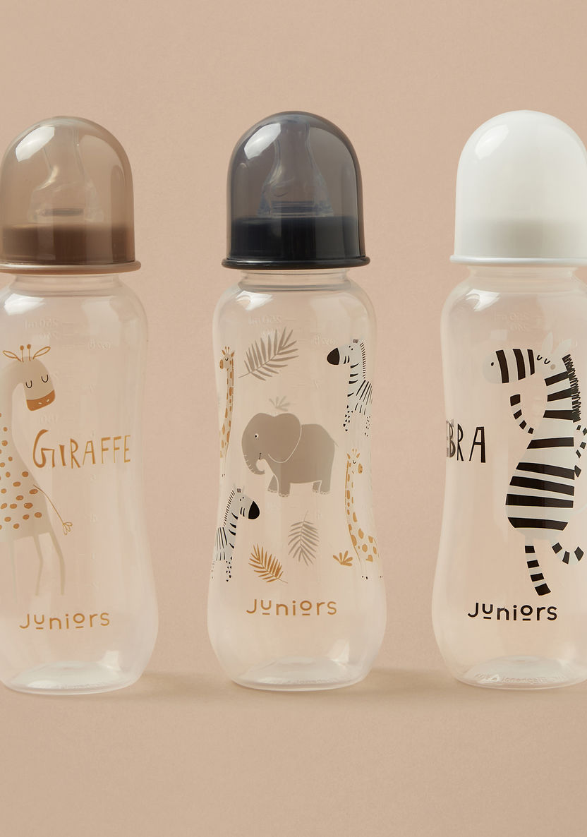 Juniors 3-Piece Printed Feeding Bottle Set - 250 ml-Bottles and Teats-image-3