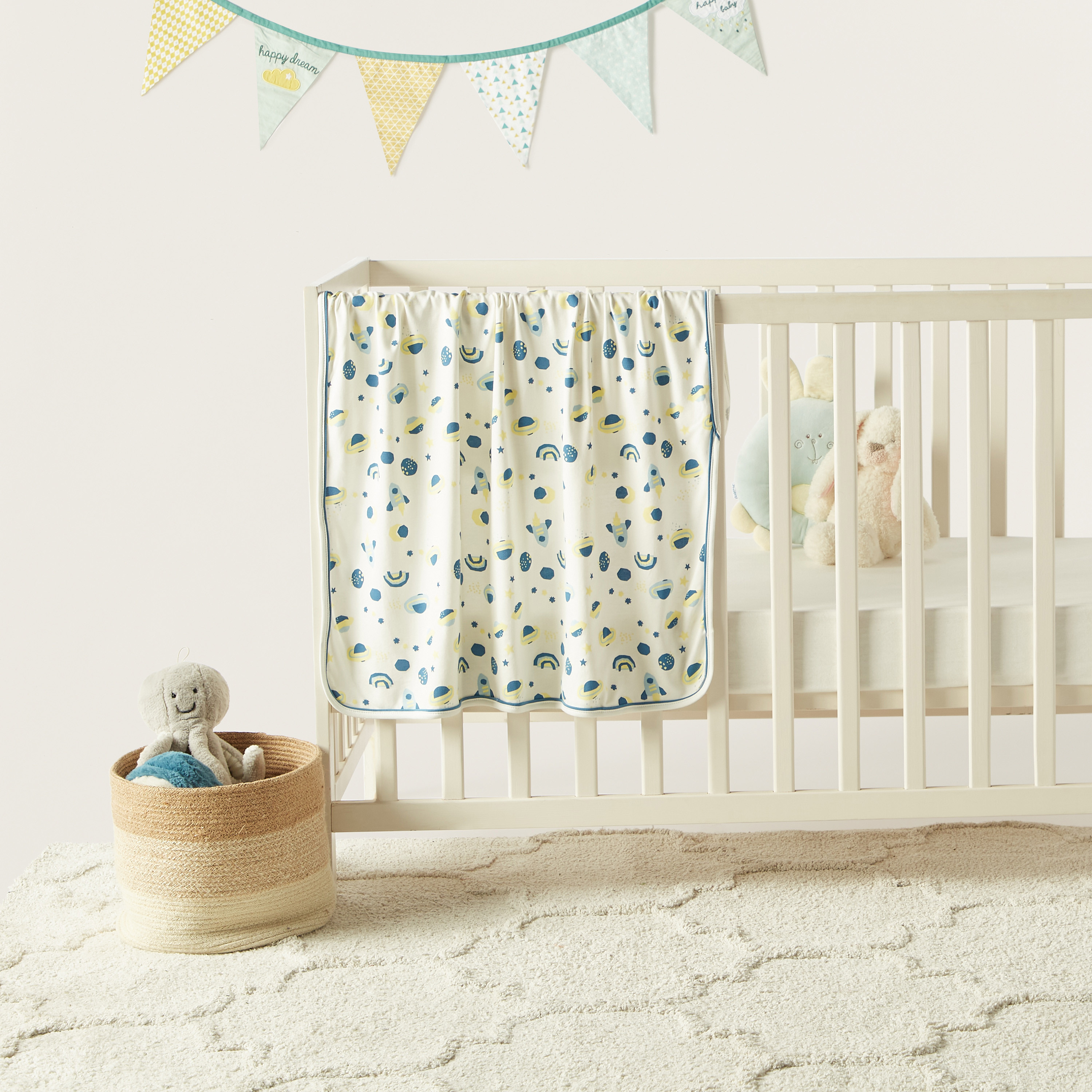 Juniors All-Over Space Print Receiving Blanket - 80x80 cm-baby-nursery-blanketsandswaddles-receivingblankets-image-1