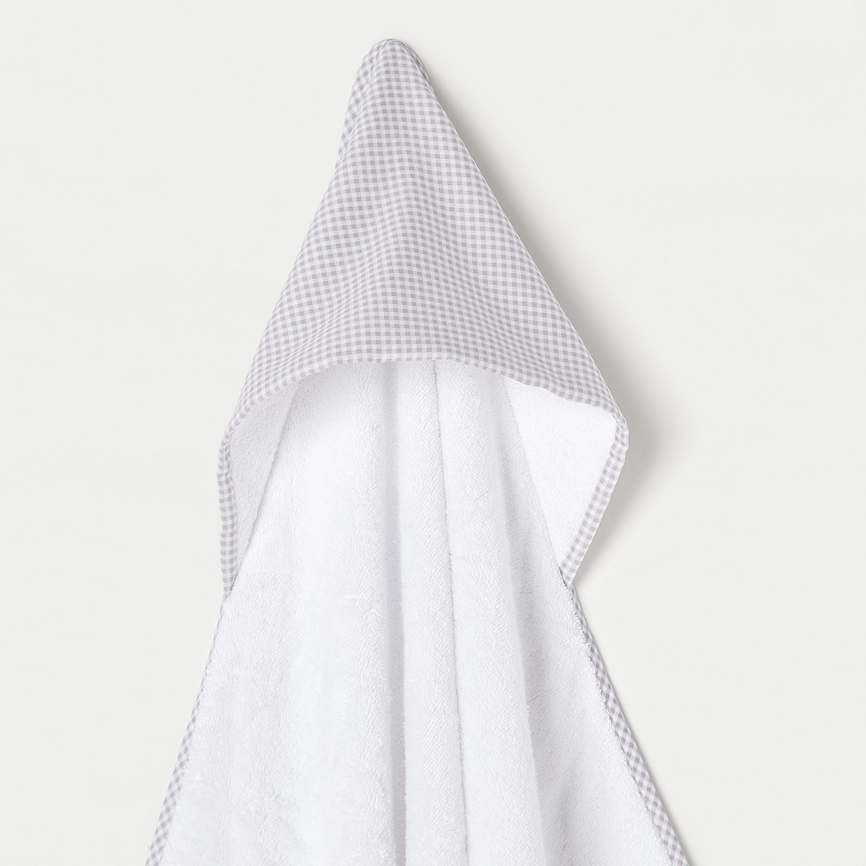 منشفة استحمام مريلة بقبعة كاروهات من كامبراس - 100×100 سم-baby-bathandcare-towels-image-4