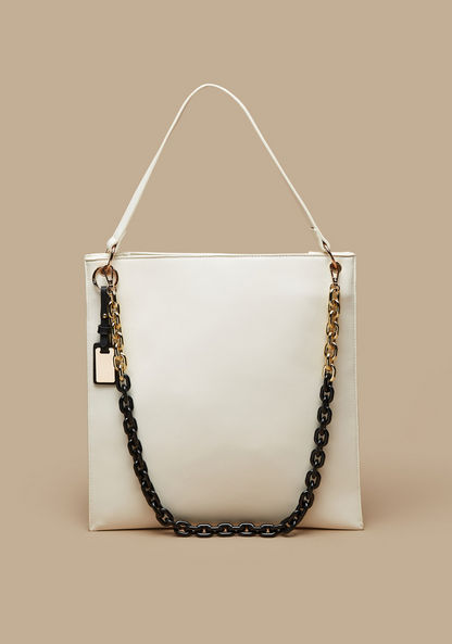 Haadana Solid Shopper Bag with Chain Accented Handle-Women%27s Handbags-image-1