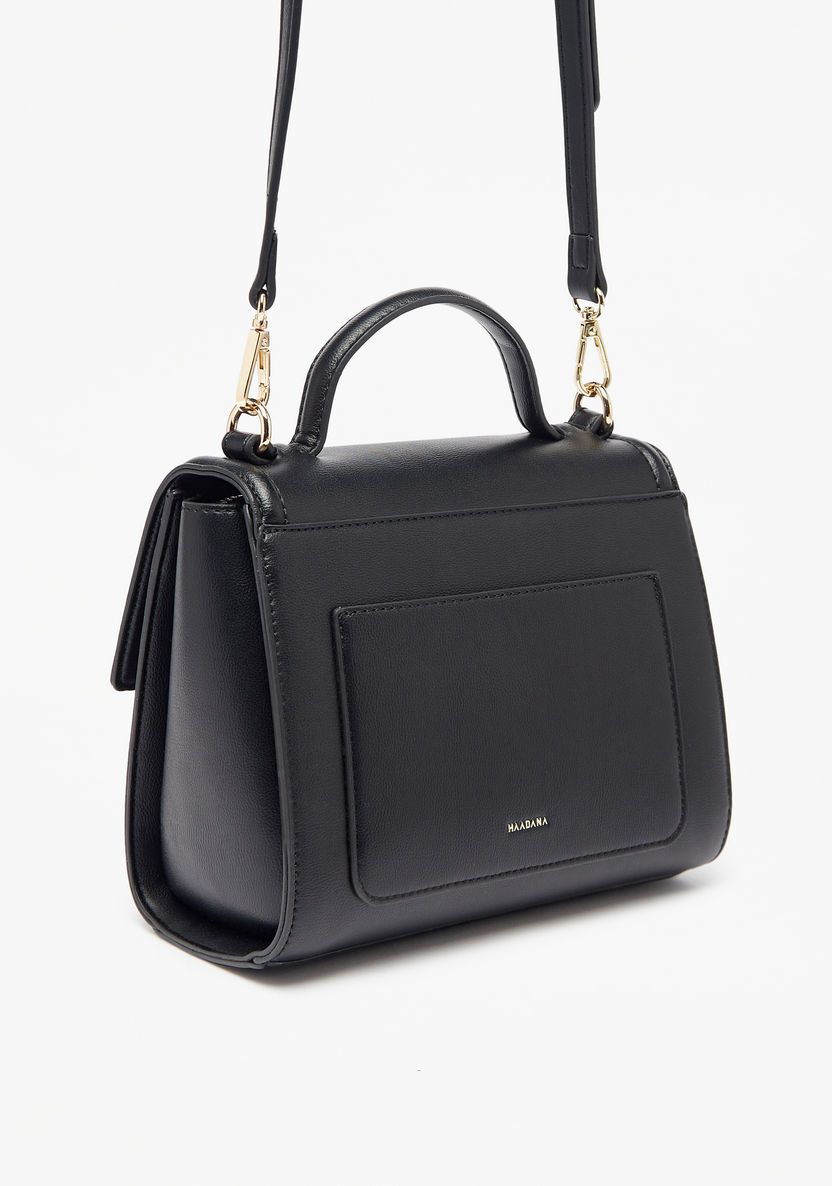 Haadana Solid Satchel Bag with Metal Accent-Women%27s Handbags-image-3