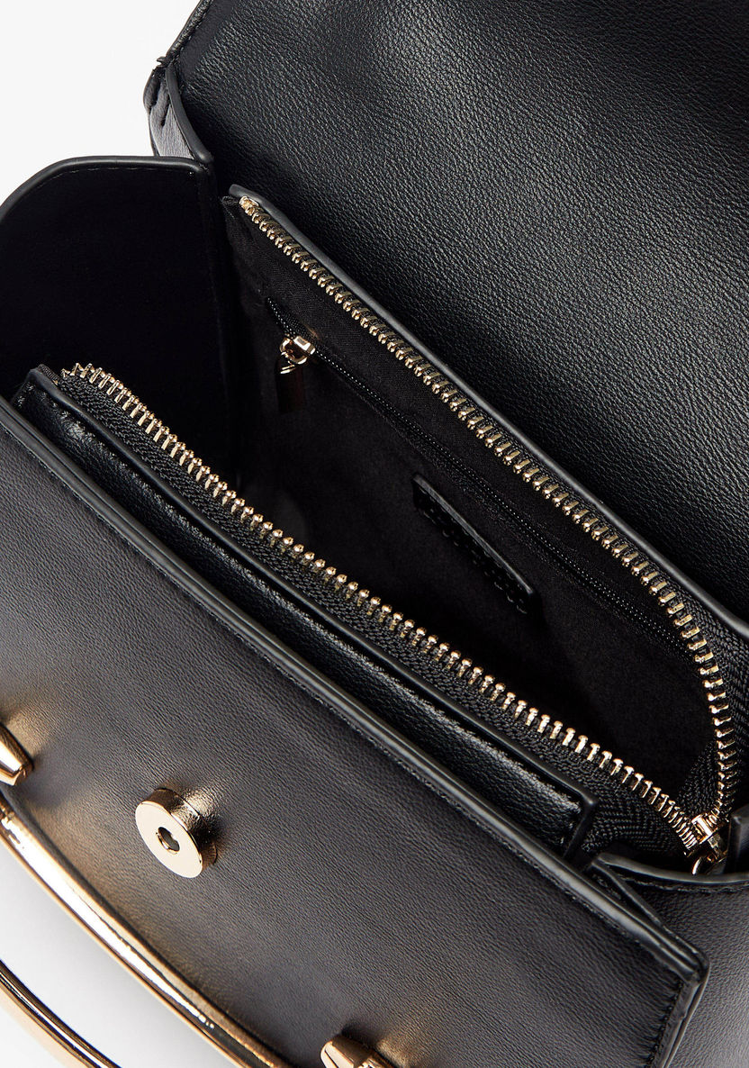 Haadana Solid Satchel Bag with Metal Accent-Women%27s Handbags-image-4