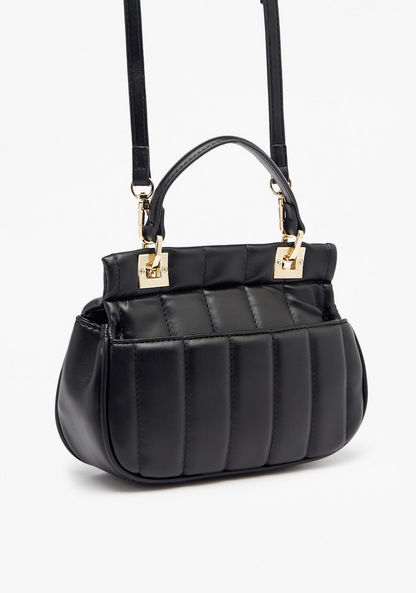Haadana Quilted Satchel Bag with Chainlink Accent-Women%27s Handbags-image-3