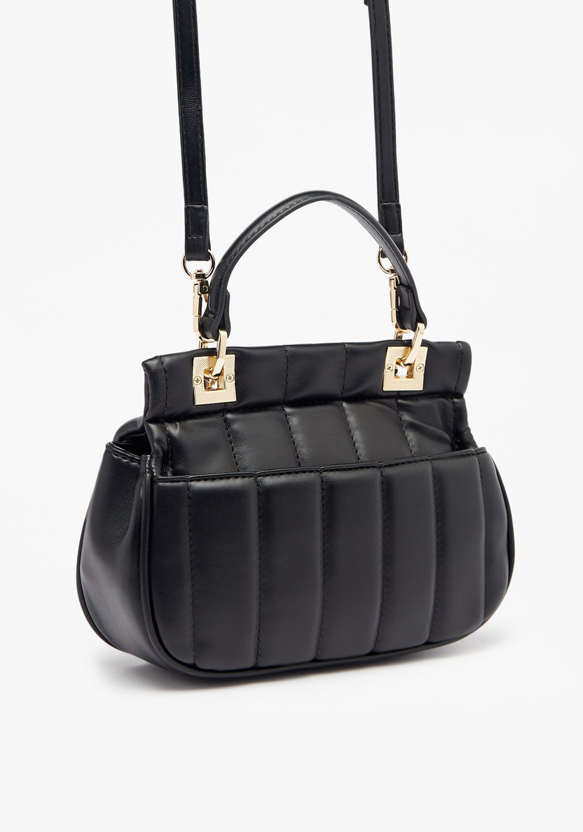 Haadana Quilted Satchel Bag with Chainlink Accent-Women%27s Handbags-image-3