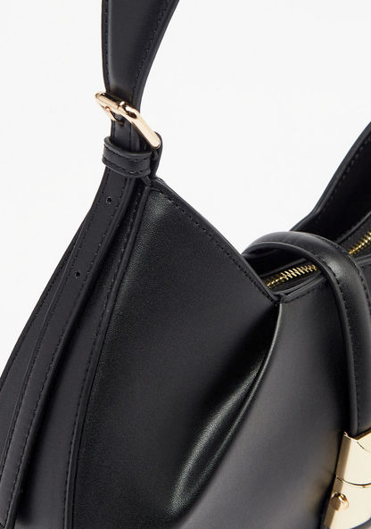 Haadana Pleated Shoulder Bag with Zip Closure-Women%27s Handbags-image-2