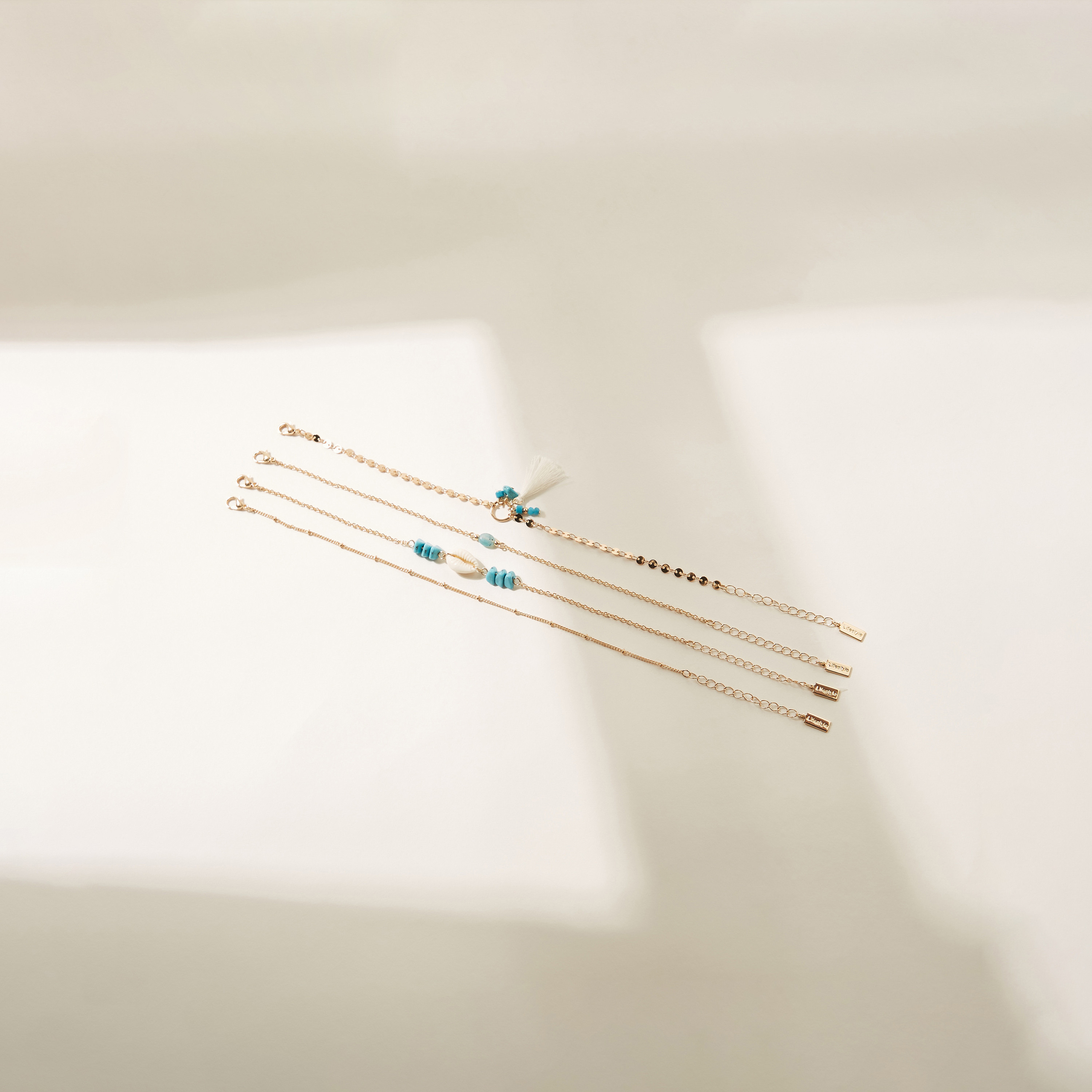 Seashell and Beads Embellished Anklet with Tassel - Set of 4-women-watchesandjewellery-jewellery-anklets-image-2