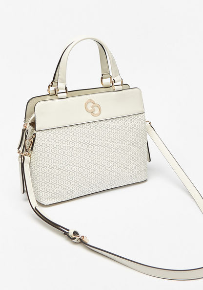 Celeste Monogram Print Tote Bag with Detachable Strap and Zip Closure-Women%27s Handbags-image-1