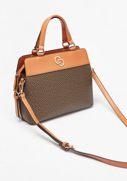 Celeste Monogram Print Tote Bag with Detachable Strap and Zip Closure-Women%27s Handbags-image-1